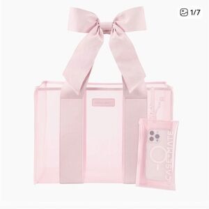 Case mate pink Bow Jelly Tote with Phone Pouch - pink